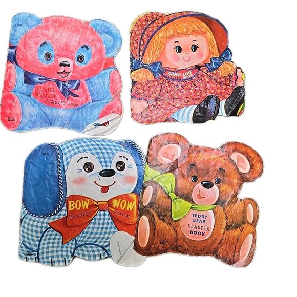 Lot of 4 Vintage Pinky Panda, Cindy Lou, Teddy Bear Plastex Children's Books - Picture 1 of 8